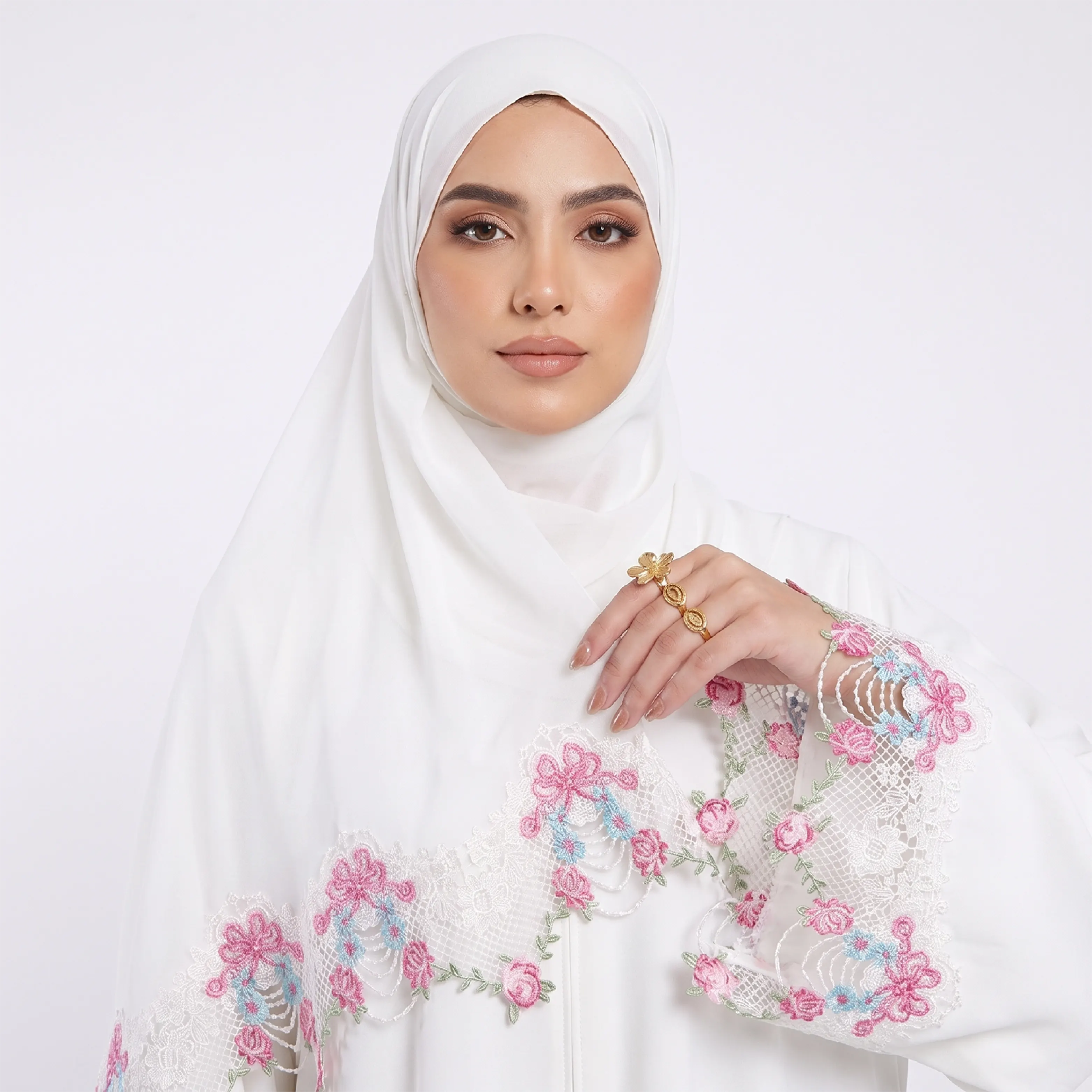 عباية فلة ( 2 pieces ) - White
