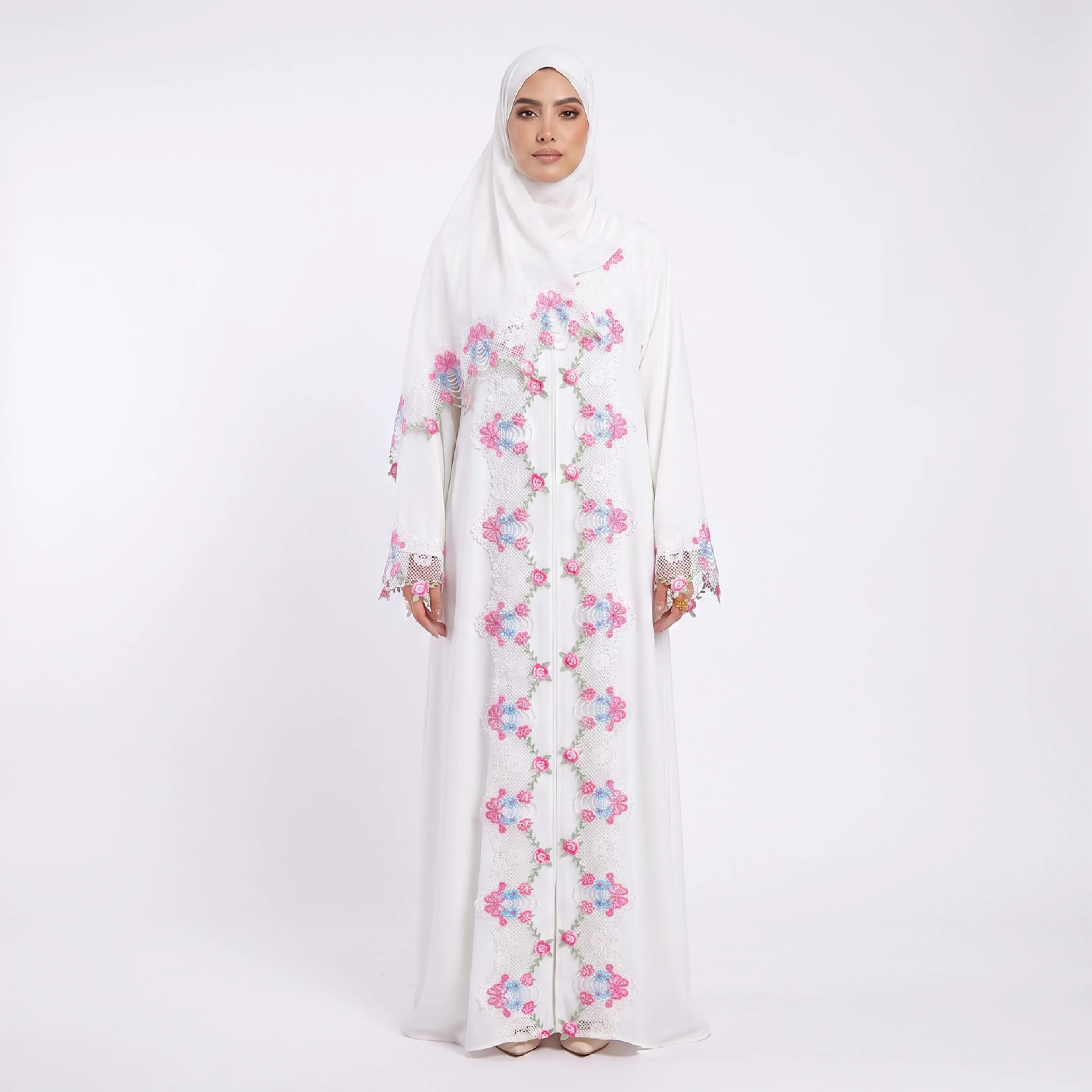 عباية فلة ( 3 pieces ) - White